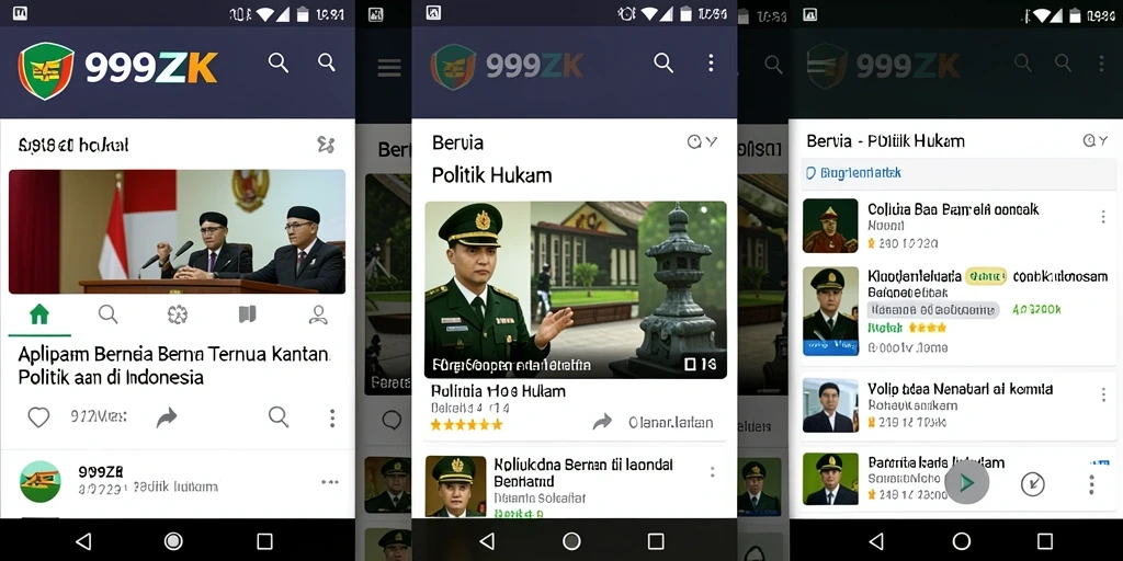 Tampilan antarmuka aplikasi 999ZK dengan berita terkini.