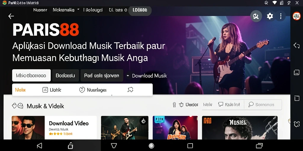 Tampilan antarmuka sederhana dan intuitif dari PARIS88 untuk Download Musik.