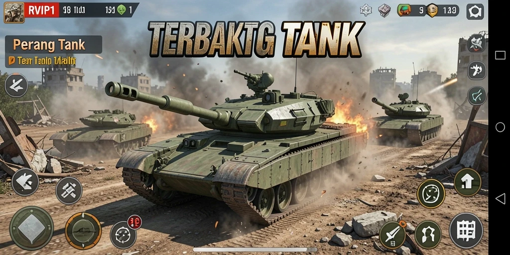 Antarmuka game Perang Tank yang menarik dan fungsional.